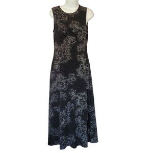 Ronni Nicole By Oleda Dress Size 10 Black Glitter Floral Sleeveless Maxi Round N